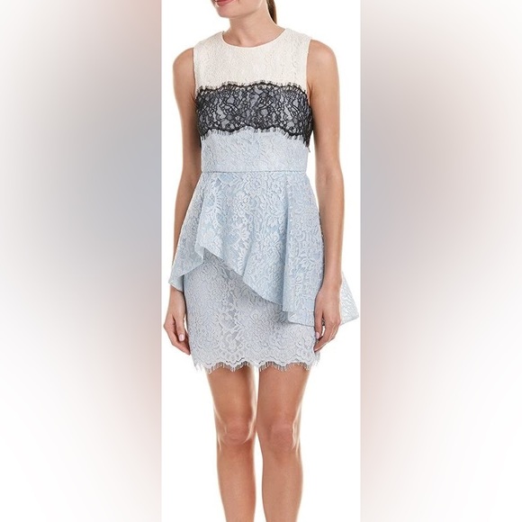 BCBGMAXAZRIA Women's Noah Asymmetrical Lace Peplum Dress - Picture 2 of 4
